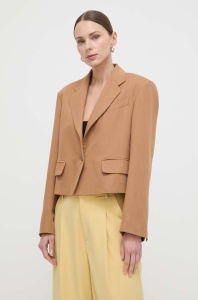 Weekend Max Mara sacou din amestec de in culoarea maro, un singur rând de nasturi, uni 2415040000000