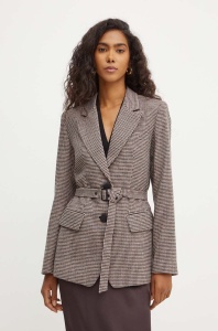 Armani Exchange sacou din lana culoarea bej, un singur rand de nasturi, modelator, 6DYG18 YN1XZ