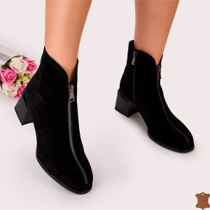 Botine Cu Toc Gros Dama Negre Piele Naturala Birra - Img 3