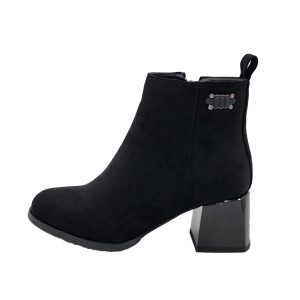 Botine Cu Toc Gros Dama Negru Catifea Layla - Img 7