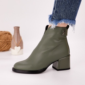 Botine Cu Toc Gros Dama Verzi Cu Fermoar Bita - Img 1