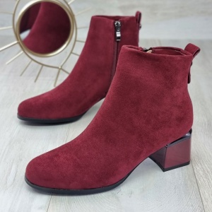Botine Cu Toc Gros Damă Visinii Cu Fermoar Eydie - Img 2