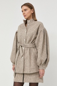 Bruuns Bazaar sacou din lana Bergenia Maddi culoarea bej, oversize