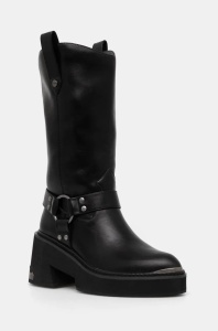 Buffalo cizme Bull Biker Hi femei, culoarea negru, cu toc drept, 1220057-BLK