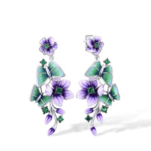 Cercei de argint lungi cu flori Lavender