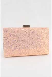 Clutch roz-piersica cu glitter