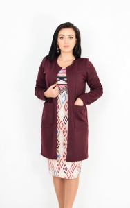 Compleu cardigan visiniu si rochie traditionala 2 - Img 1