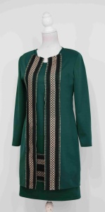 Compleu elegant verde cu broderie Ilinca - Img 1
