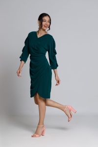 CRISTIANA green dress with drape - Img 1