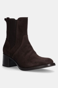 Gant botine din piele întoarsă Workdale femei, culoarea maro, cu toc drept, 29553797 G46