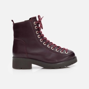 Ghete damă casual din piele naturală, Leofex – 348 Vișiniu Box