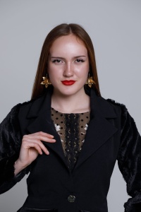 Jacheta HEDY neagra asimetrica cu maneca din blana - Img 3