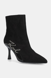 Karl Lagerfeld cizme din piele intoarsa SIENNA femei, culoarea negru, cu toc cui, KL32744