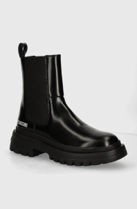 Love Moschino ghete chelsea de piele femei, culoarea negru, cu platforma, JA21035G1LJD0000
