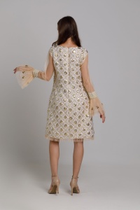 ORELIA 24 dress in gold brocade and tulle with floral embroidery - Img 4