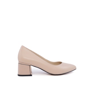 Pantofi cu toc mic femei Luca di Gioia bej din piele 1267DP9500BE - Img 1