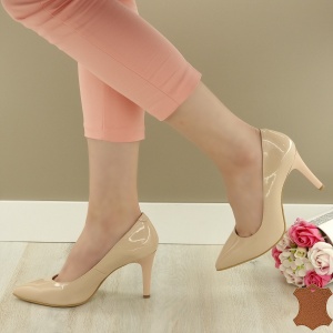 Pantofi Stiletto Dama Bej Piele Naturala Igraine - Img 1