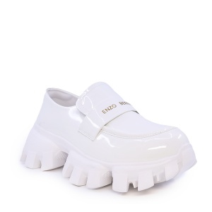 Pantofi tip loafer femei Enzo Bertini albi din piele lăcuită 3867dp194la - Img 2