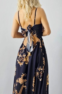 Rochie cocktail Fernanda, croi semidecupat si funda la spate, Black Royal, Marime S/M/L - Img 5