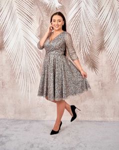 Rochie de ocazie clos aurie cu tulle-gliter Mussette - Img 1