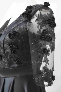 Rochie de ocazie din tafta neagra si tiul brodat 3D Nina - Img 6