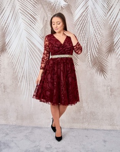 Rochie de ocazie din tulle cu broderie catifea visinie Ariana1 - Img 1