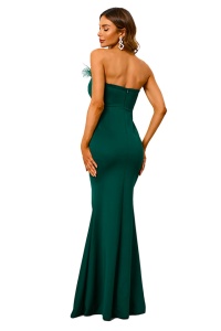 Rochie de ocazie Lara, croiala sirena tip corset si crapatura ampla pe picior, Verde - Img 7
