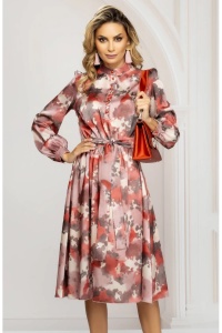 Rochie de zi midi in clos cu imprimeu tip pictura