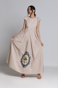 Rochie elegantă CHLOE crem cu broderie - Img 1
