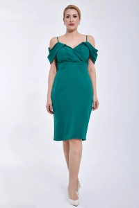 Rochie eleganta midi verde fara maneci Julia - Img 1