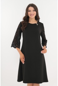 Rochie eleganta neagra cu maneci din dantela