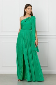 Rochie Leonard Collection lunga verde cu fir lurex