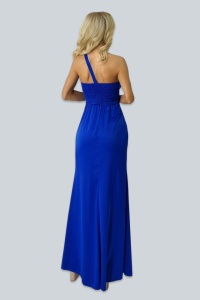 Rochie lunga Sharron, cu slit amplu pe picior si bretea pe un umar, Albastru, Masura S/M - Img 4