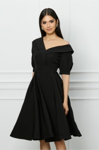 Rochie MBG neagra cu rever la bust