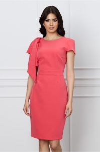 Rochie Moze roz zmeura cu funda maxi pe umar