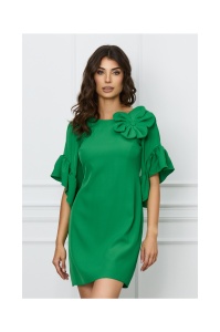 Rochie Moze verde cu floare maxi pe bust