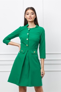 Rochie Moze verde cu nasturi pe bust