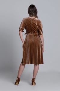 Rochie TASIA24 din catifea cappuccino - Img 4