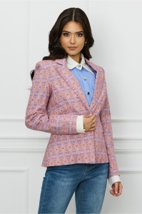 Sacou Claudia orange cu imprimeu bleu