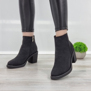 Botine Cu Toc Damă Negre Cu Fermoar Vesper - Img 2