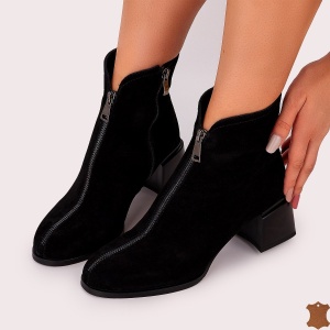 Botine Cu Toc Gros Dama Negre Piele Naturala Birra - Img 4