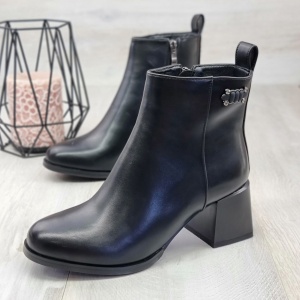 Botine Cu Toc Gros Dama Negru Mat Layla - Img 2