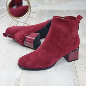 Botine Cu Toc Gros Damă Visinii Cu Fermoar Eydie - Img 3