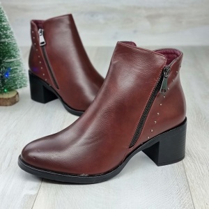 Botine Cu Toc Gros Dama Visinii Cu Fermoar Horca - Img 4