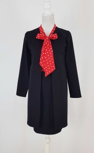 Compleu cardigan si fusta neagra cu bluzita rosie cu buline - Img 1