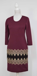 Compleu elegant visiniu cu broderie Tania - Img 2