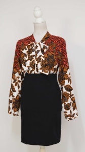 Compleu fusta neagra si bluza cu esarfa Dora - Img 2