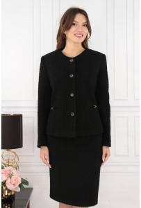 Costum din stofa bucle neagra - sacou si fusta