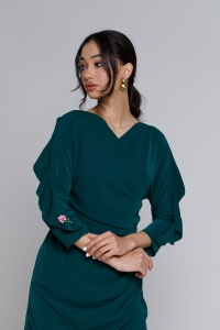 CRISTIANA green dress with drape - Img 4