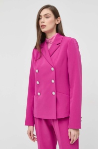 Custommade sacou Finja culoarea roz, cu doua randuri de nasturi, neted